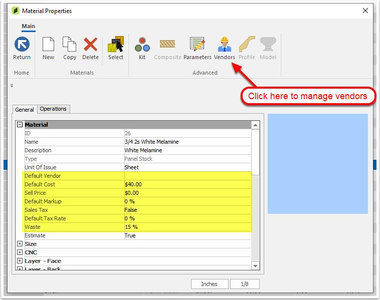 Material manager setup